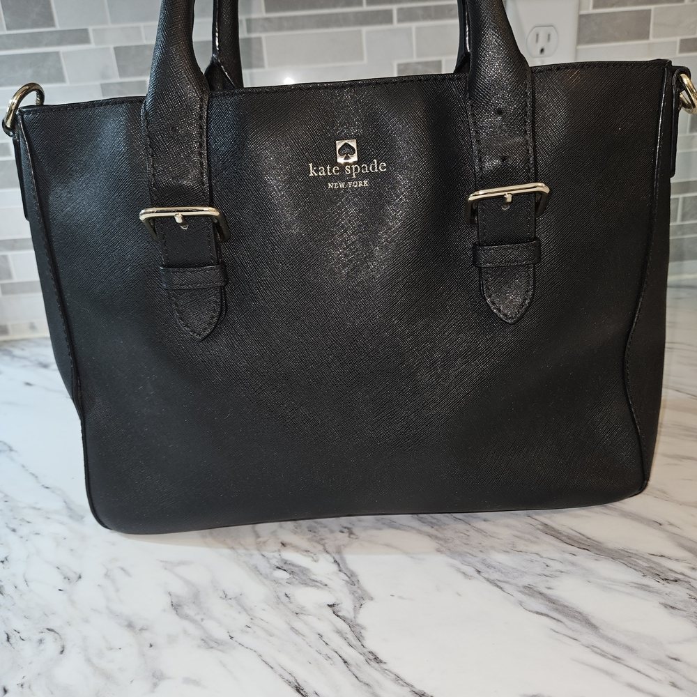 kate spade Black Saffiano Leather Satchel with Gold Hardware